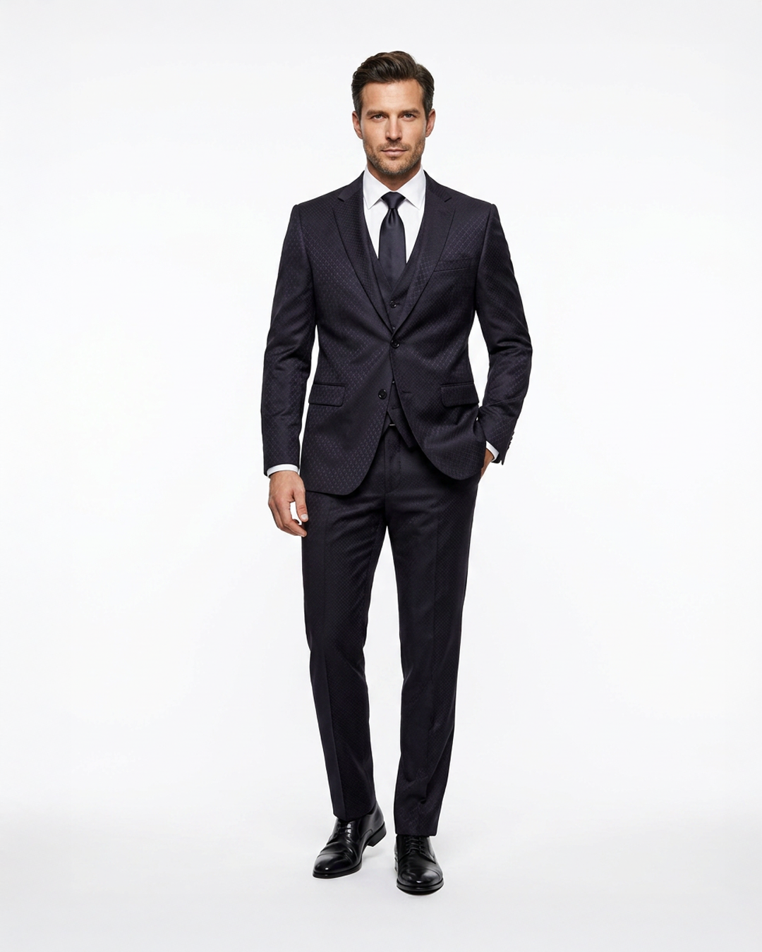 Black Patterned Evening Suit