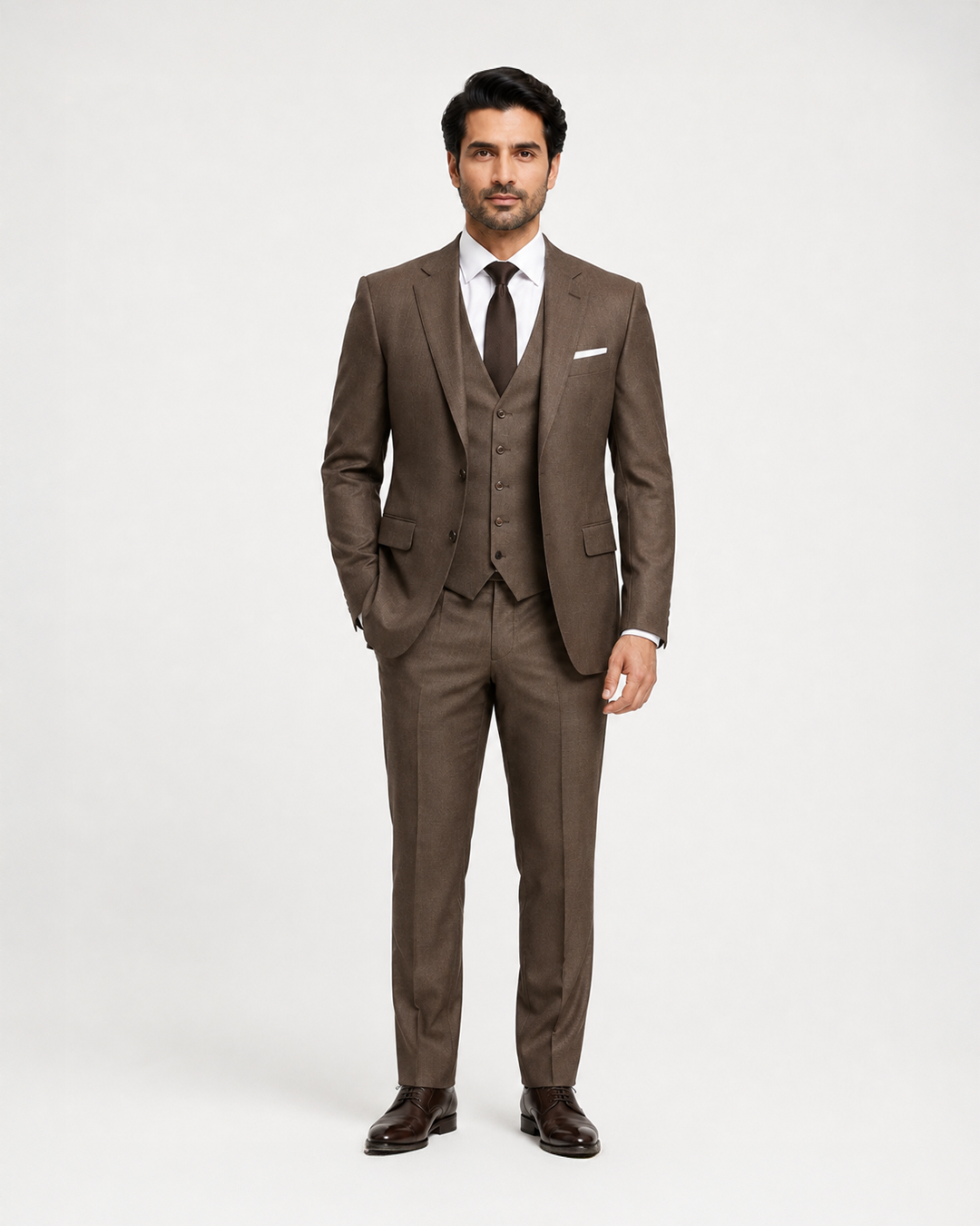 Brown Three-Piece Formal Suit
